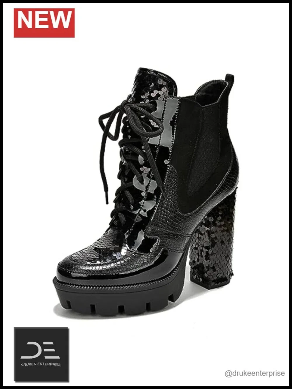 Rhinestone Cowboy Booties - Western Ankle Boots Block Heel Lace-Up